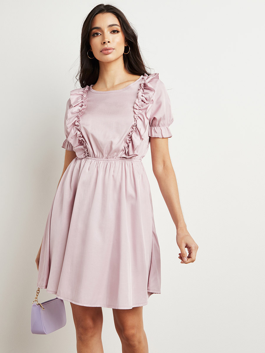 فستان قصير بتفاصيل كشكش من ستايلي-women-clothing-dresses-image-5