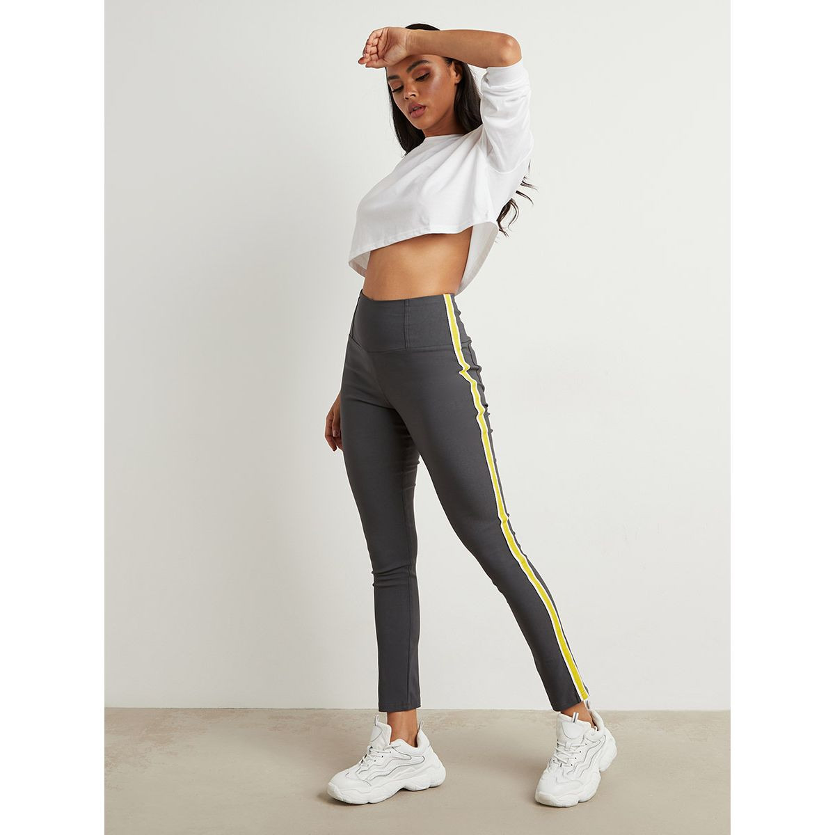Slim Fit Twill Tape Detail Jeggings with Back Pocket-women-clothing-leggings-image-2