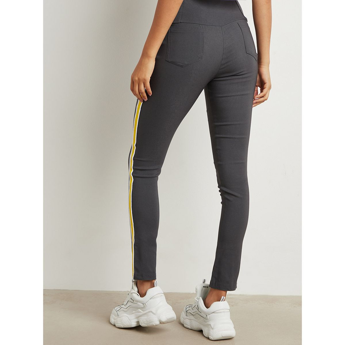 Slim Fit Twill Tape Detail Jeggings with Back Pocket-women-clothing-leggings-image-3