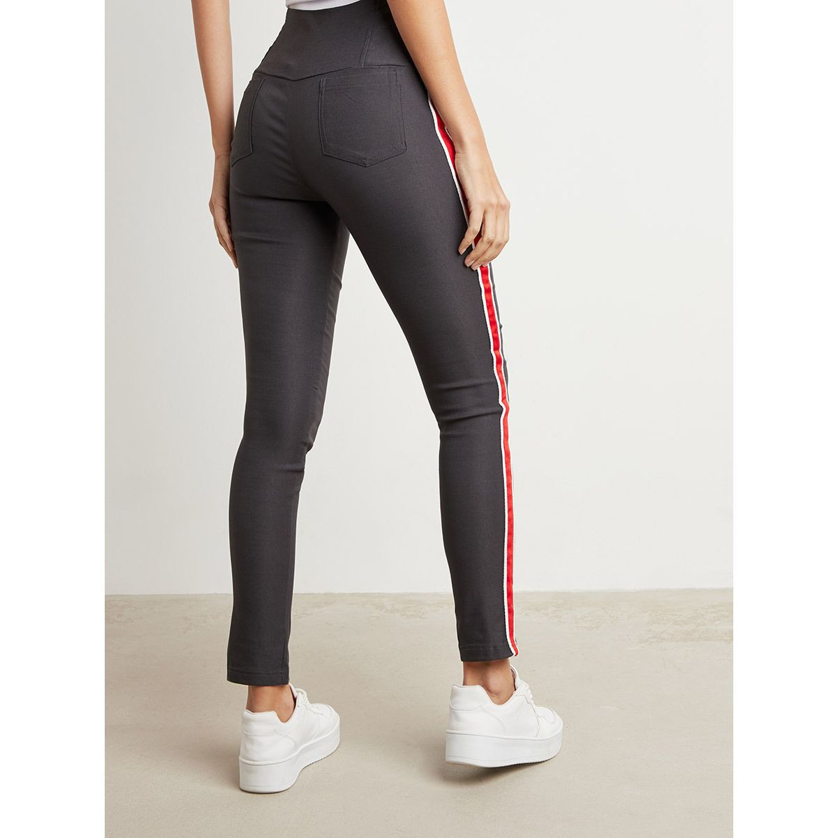 Slim Fit Twill Tape Detail Jeggings with Back Pocket-women-clothing-leggings-image-3