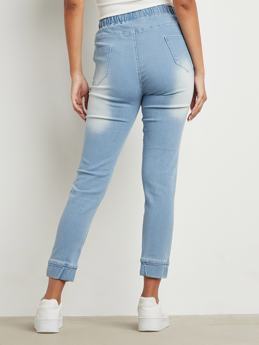 Styli Drawstring Waist Denim Jogger with Side Pocket-women-clothing-bottoms-joggers-image-3