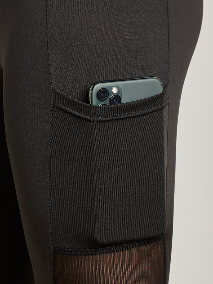 Styli Mesh Insert Side Pocket Detail Leggings-women-clothing-leggings-image-4