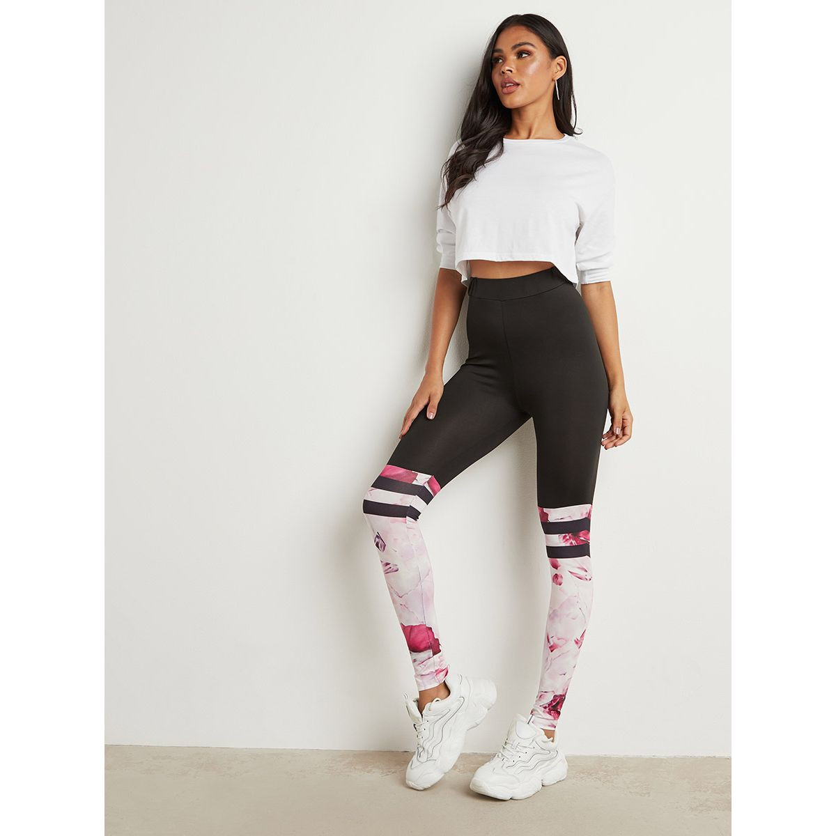 Styli Block Floral Printed Leggings-women-clothing-leggings-image-2
