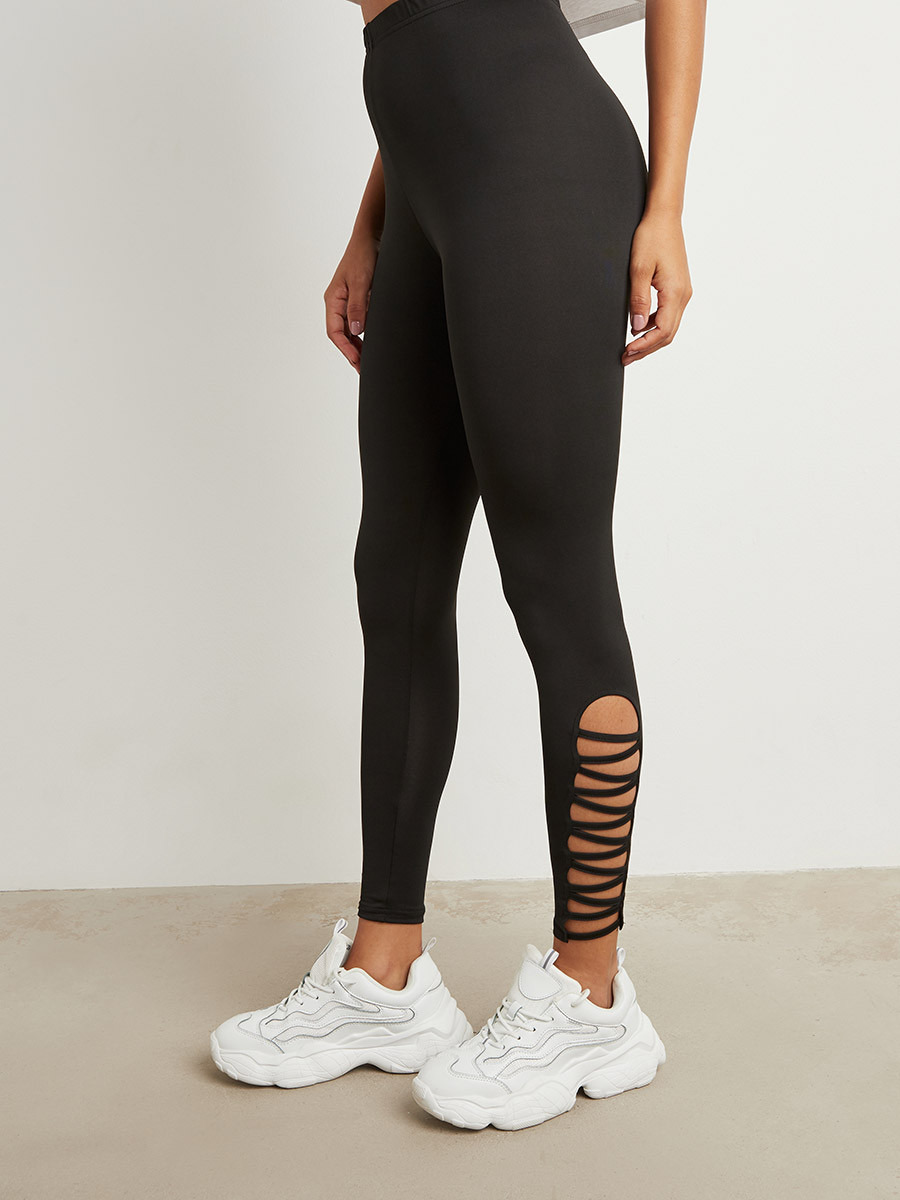 Styli Lace Up Leg Detail Leggings-women-clothing-leggings-image-1