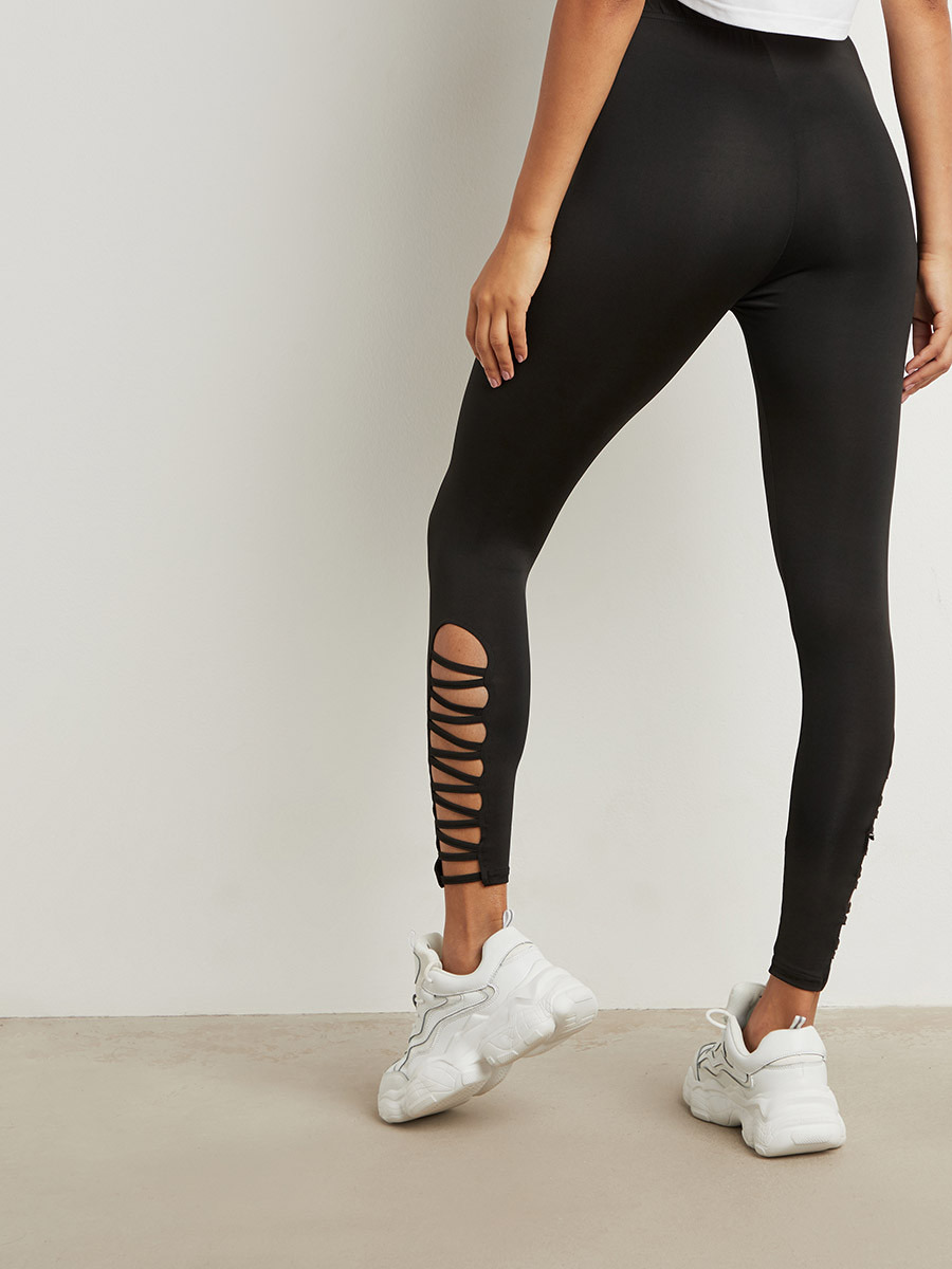 Styli Lace Up Leg Detail Leggings-women-clothing-leggings-image-3
