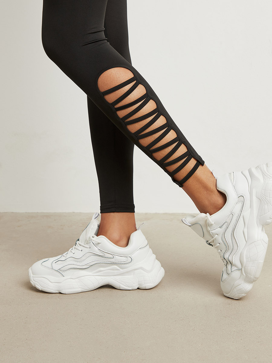 Styli Lace Up Leg Detail Leggings-women-clothing-leggings-image-4