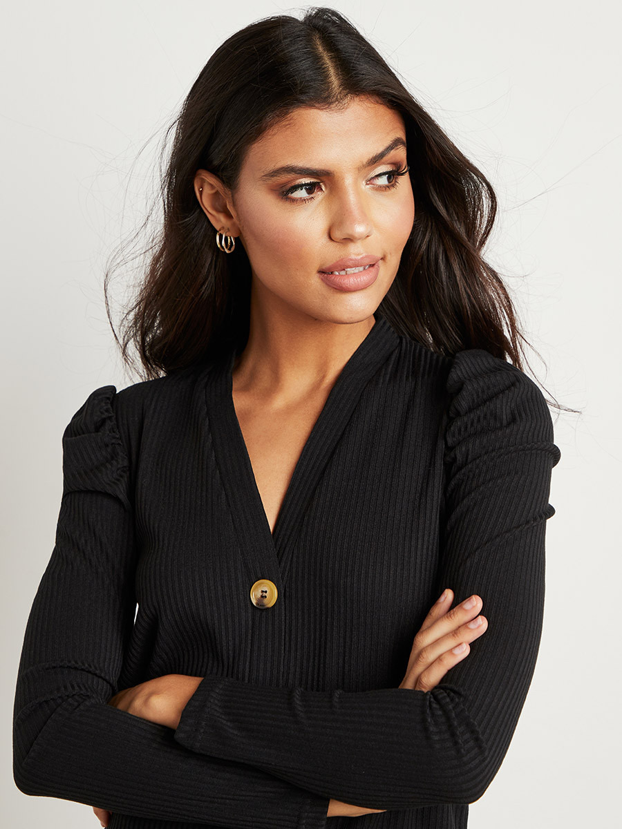 Styli Ribbed Button Front Closure Cardigan-women-winterwear-cardigansandjumpers-cardigans-image-3