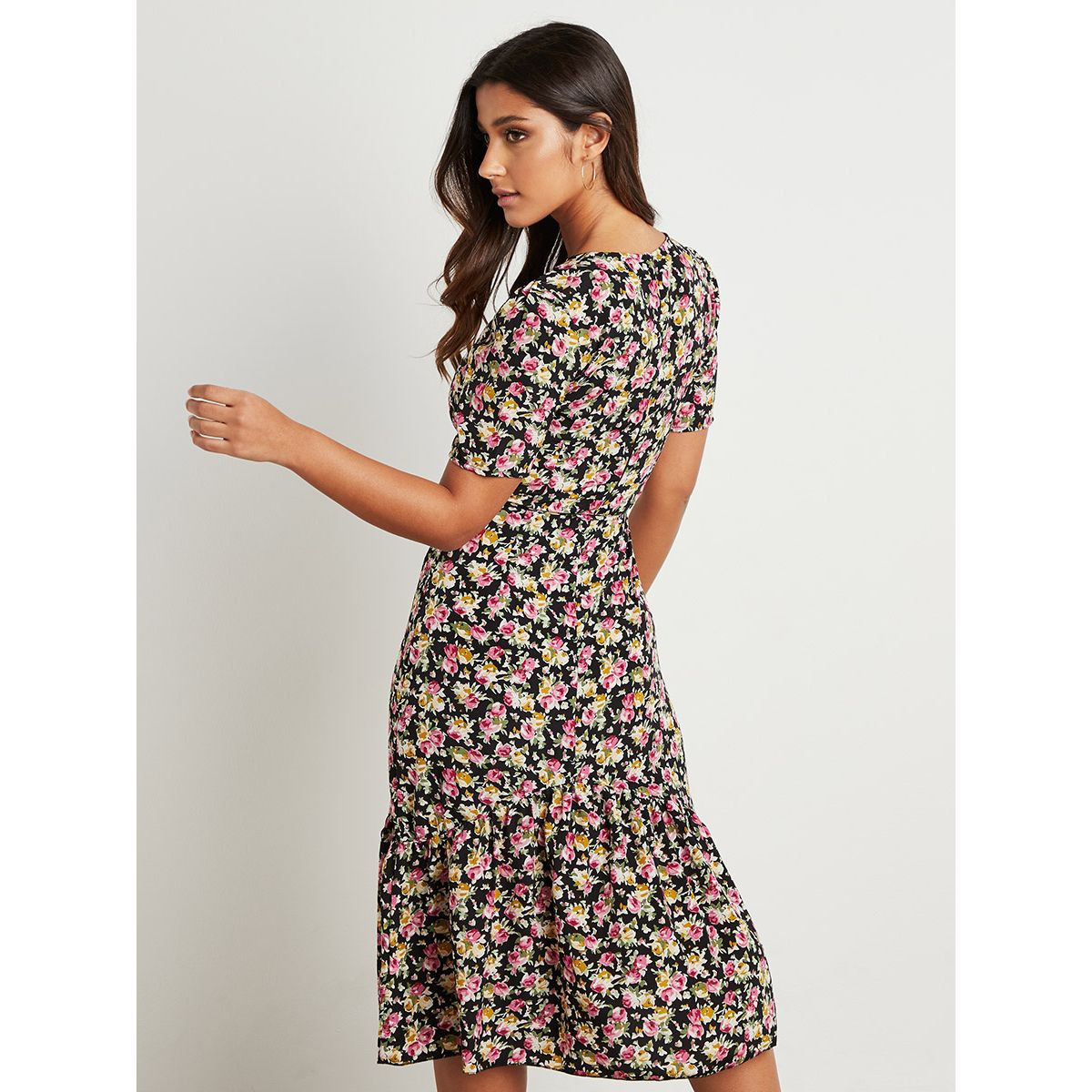 Styli Floral Print V Neck Midi Dress-women-clothing-dresses-image-2
