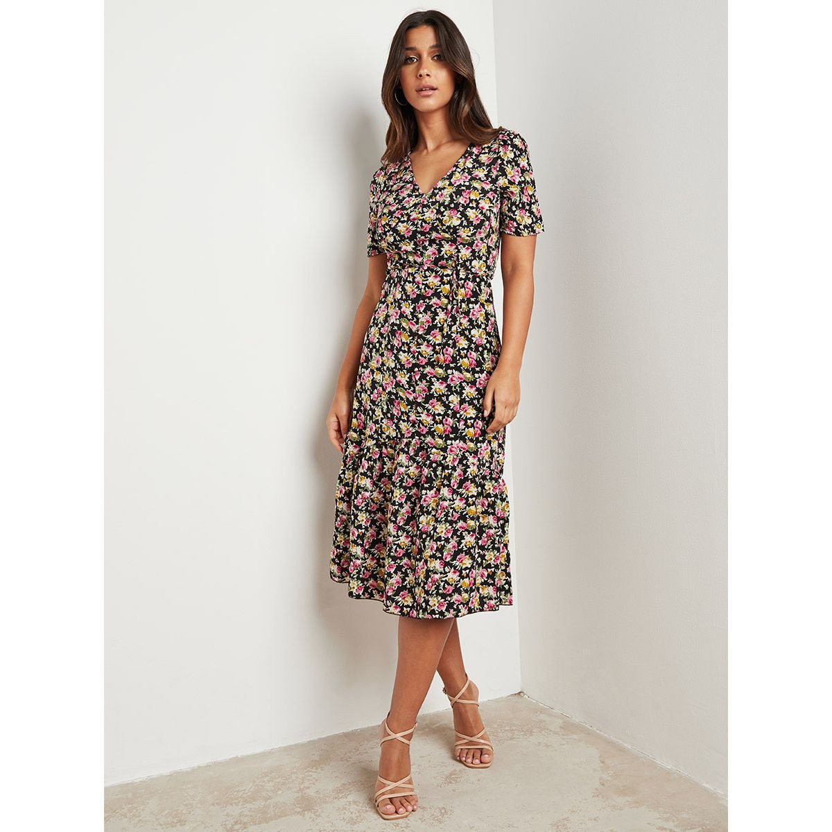 فستان ميدي مطبوع بأكمام قصيرة من ستايلي-women-clothing-dresses-image-4