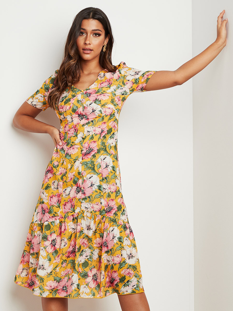 Styli AOP V Neck Midi Dress with Zipper Closure-women-clothing-dresses-image-1