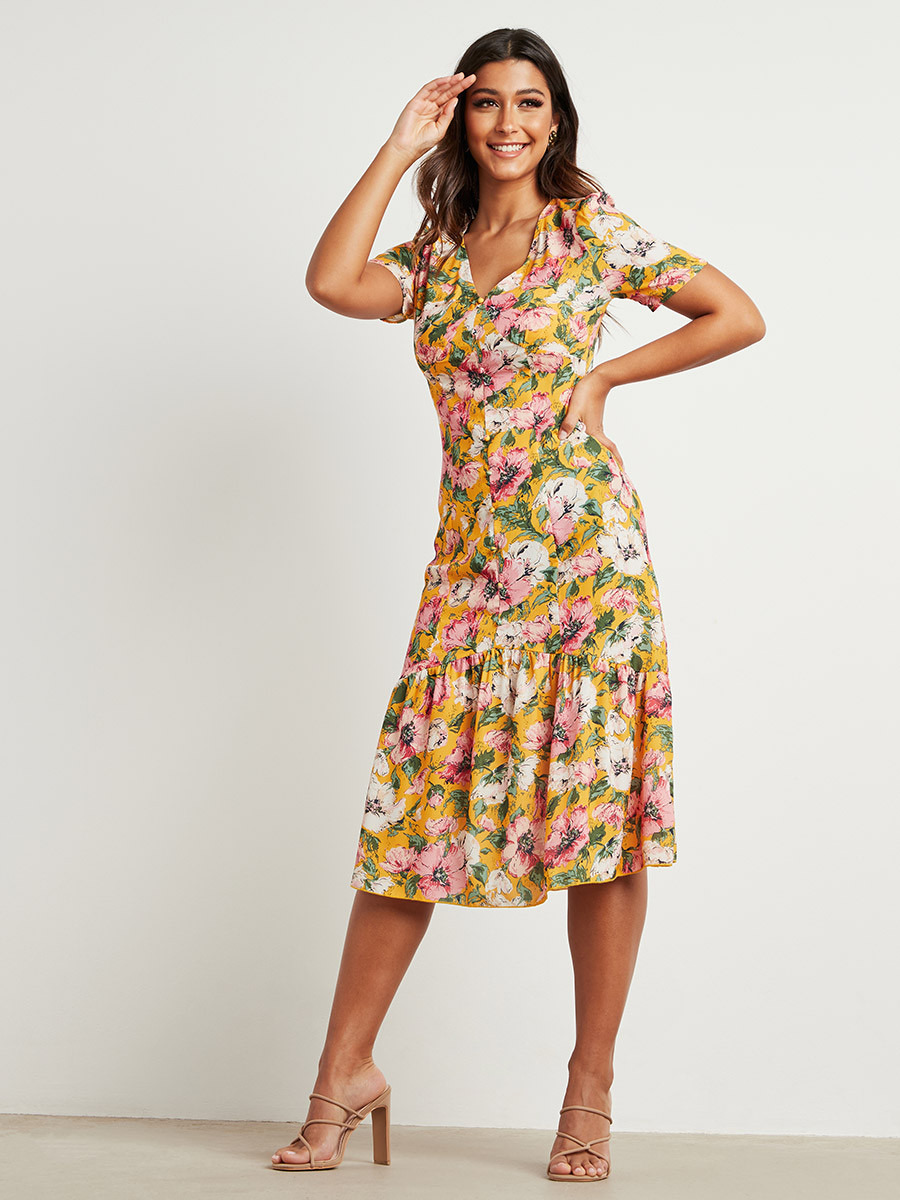 Styli AOP V Neck Midi Dress with Zipper Closure-women-clothing-dresses-image-5