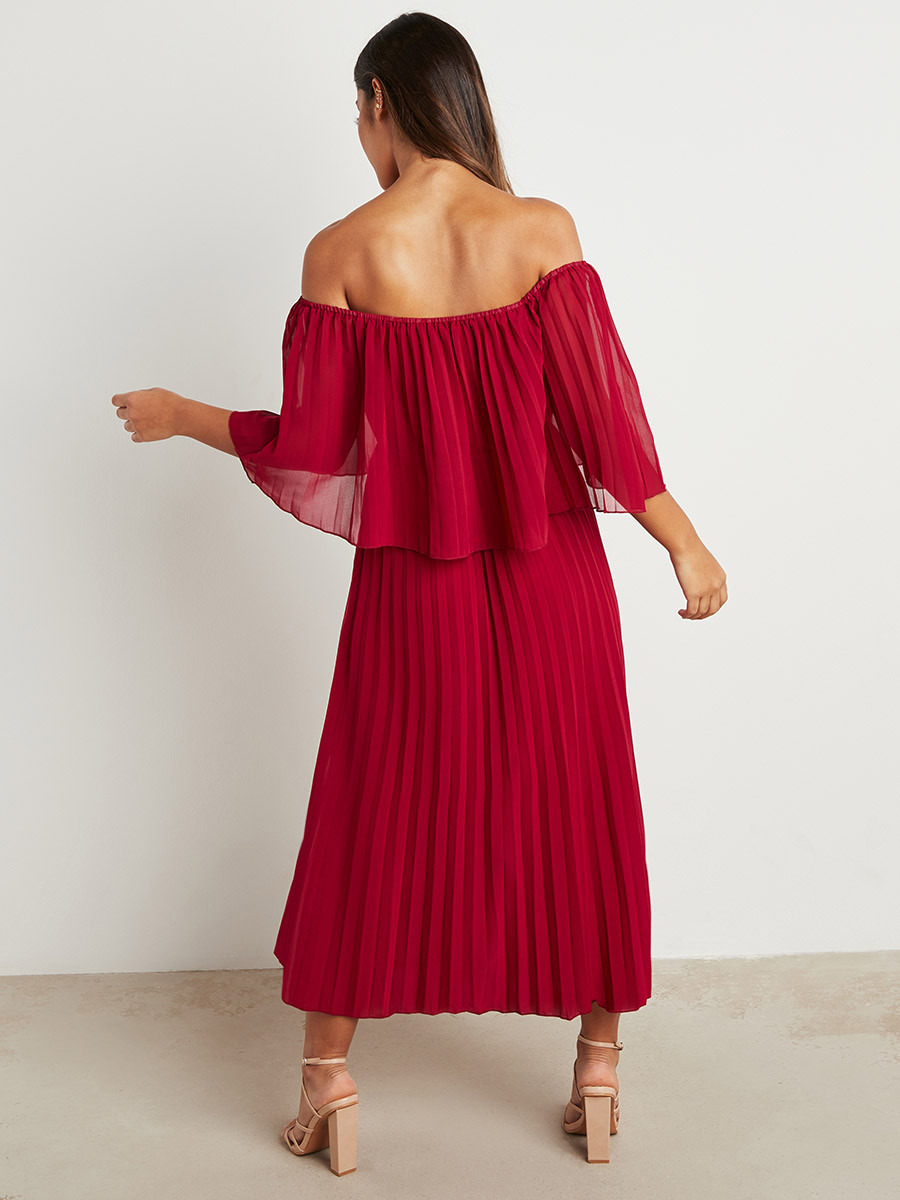Styli Pleated Bardot A-Line Midi Dress-women-clothing-dresses-image-3