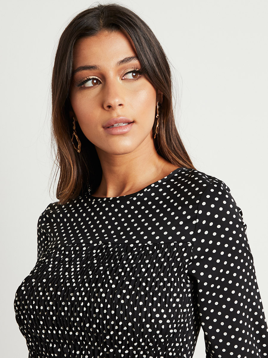 فستان ميدي منقط بأكمام طويلة من ستايلي-women-clothing-dresses-image-2