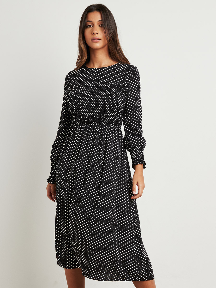 فستان ميدي منقط بأكمام طويلة من ستايلي-women-clothing-dresses-image-3