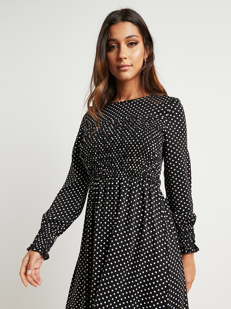 فستان ميدي منقط بأكمام طويلة من ستايلي-women-clothing-dresses-image-4