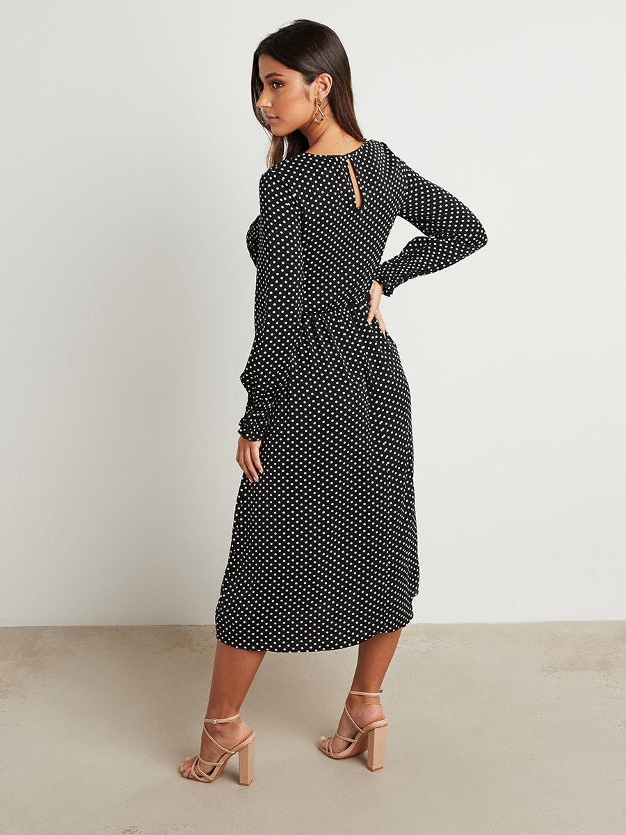 فستان ميدي منقط بأكمام طويلة من ستايلي-women-clothing-dresses-image-5