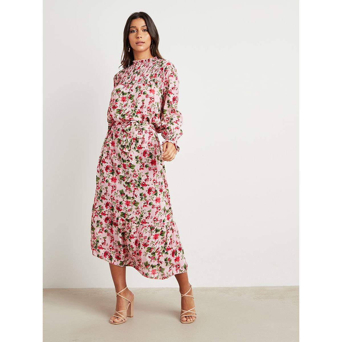 فستان طويل مطبوع بأكمام طويلة من ستايلي-women-clothing-dresses-image-1