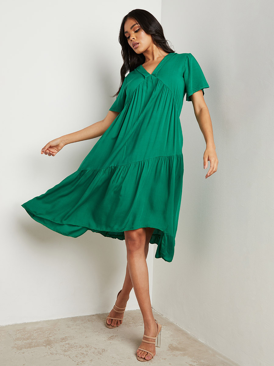 Styli Solid Tiered Uneven Hem A-Line Midi Dress-women-clothing-dresses-image-4