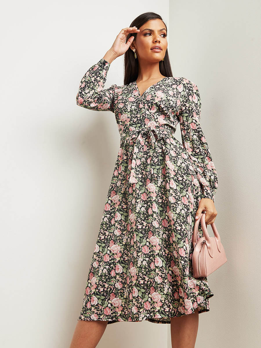 فستان ميدي مطبوع بأكمام طويلة من ستايلي-women-clothing-dresses-image-1