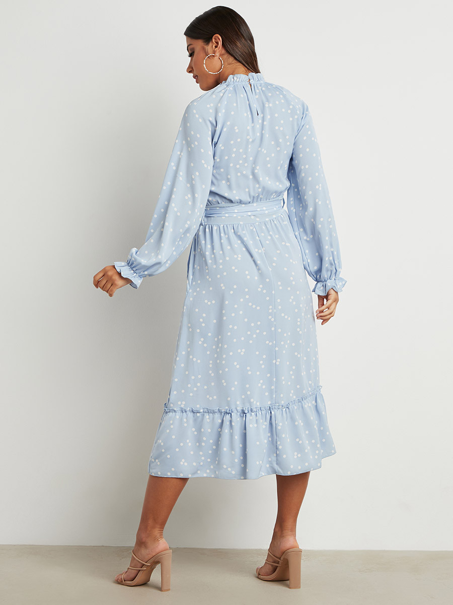 فستان ميدي منقط بكشكش من ستايلي-women-clothing-dresses-image-3