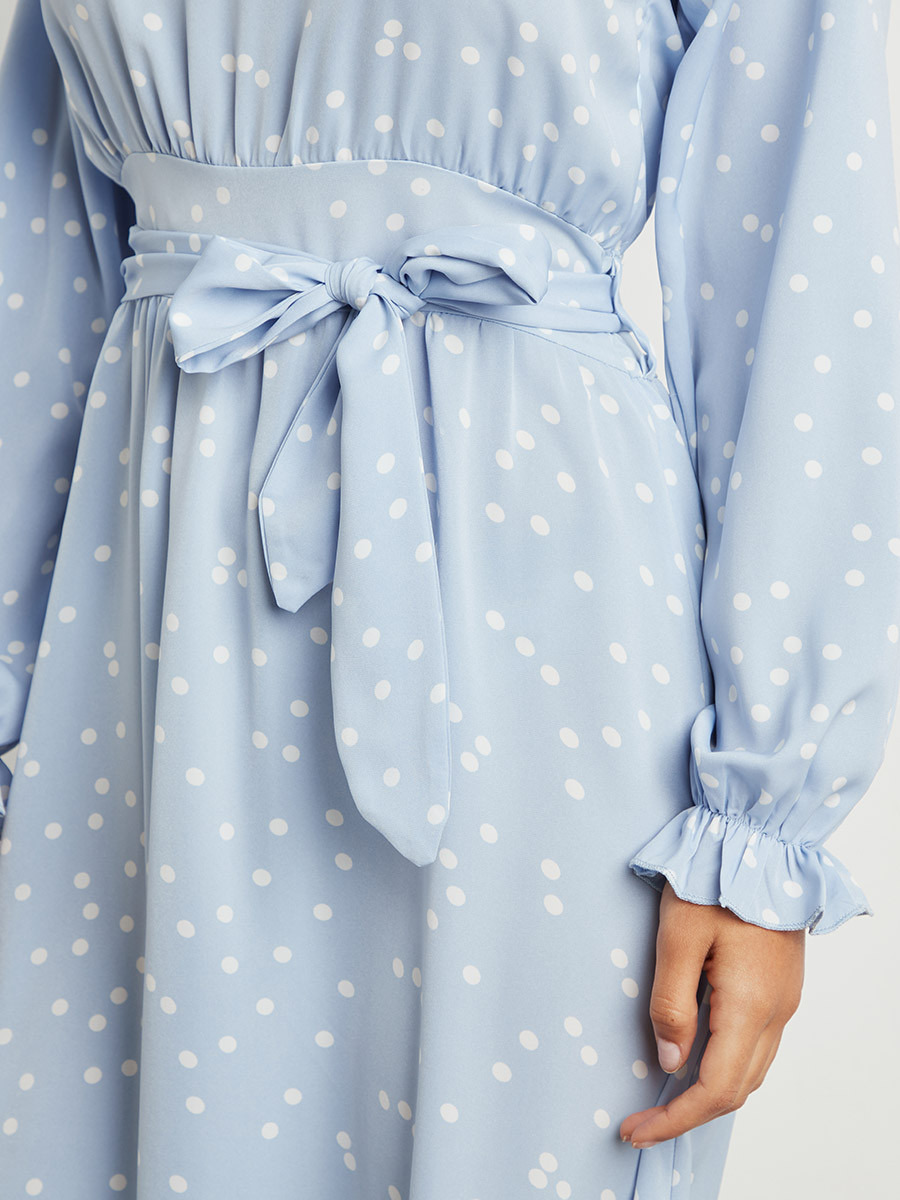 فستان ميدي منقط بكشكش من ستايلي-women-clothing-dresses-image-5