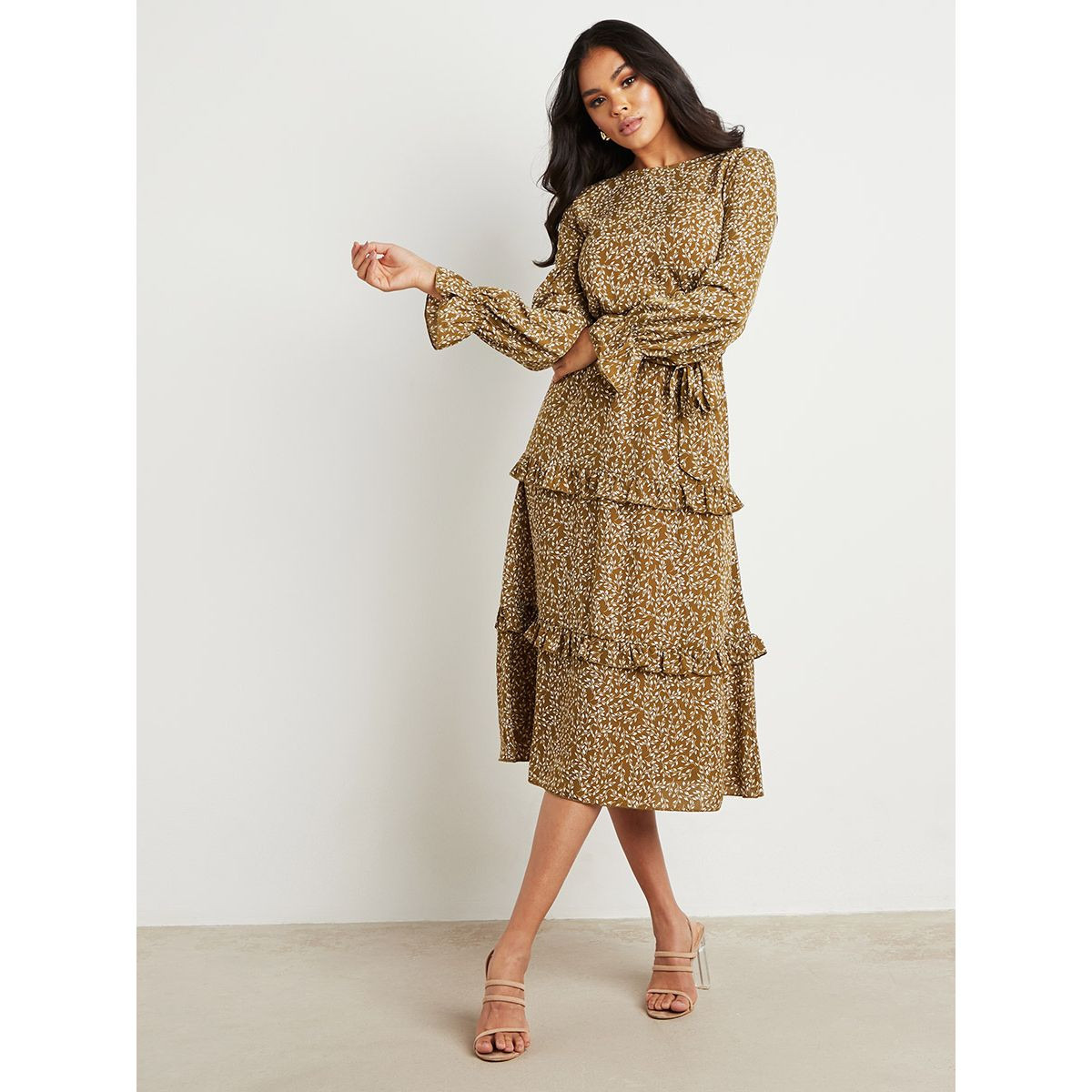 فستان ميدي مطبوع بربطة خصر من ستايلي-women-clothing-dresses-image-3