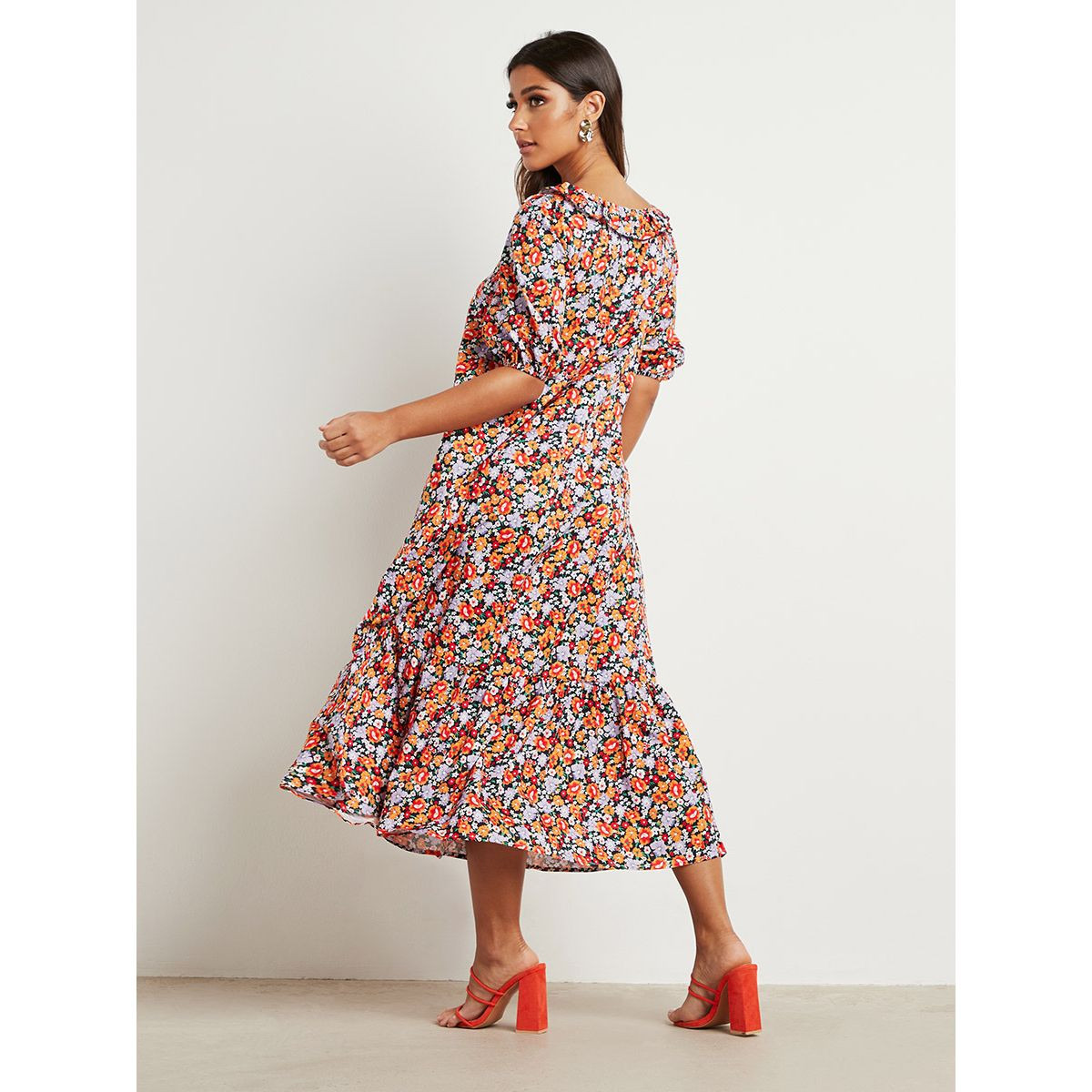 فستان طويل مطبوع بأكمام قصيرة من ستايلي-women-clothing-dresses-image-3