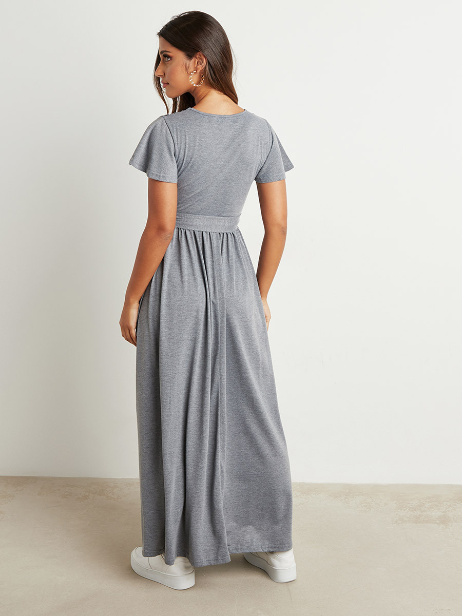 فستان طويل بربطة خصر وأكمام قصيرة من ستايلي-women-clothing-dresses-image-4