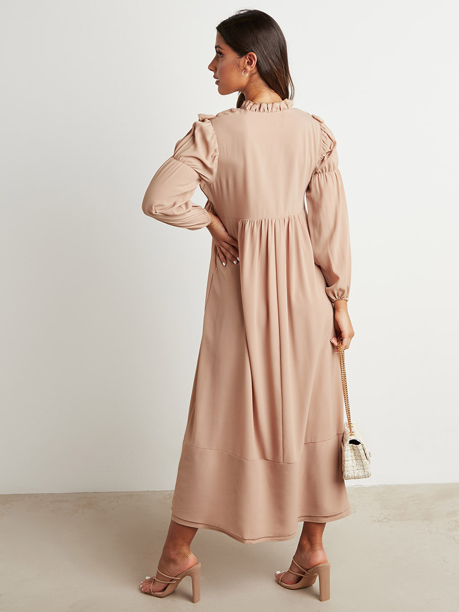 فستان ميدي بكشكش وأكمام طويلة من ستايلي-women-clothing-dresses-image-3