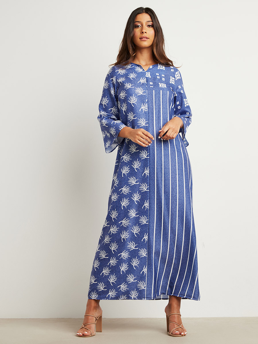 Styli Boho Mix and Match Printed Modest Maxi Dress with Long Sleeves-women-clothing-dresses-image-1