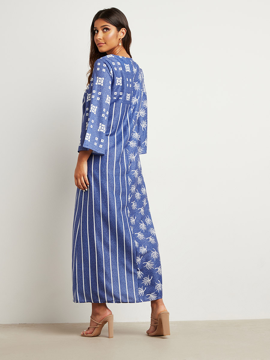 Styli Boho Mix and Match Printed Modest Maxi Dress with Long Sleeves-women-clothing-dresses-image-3