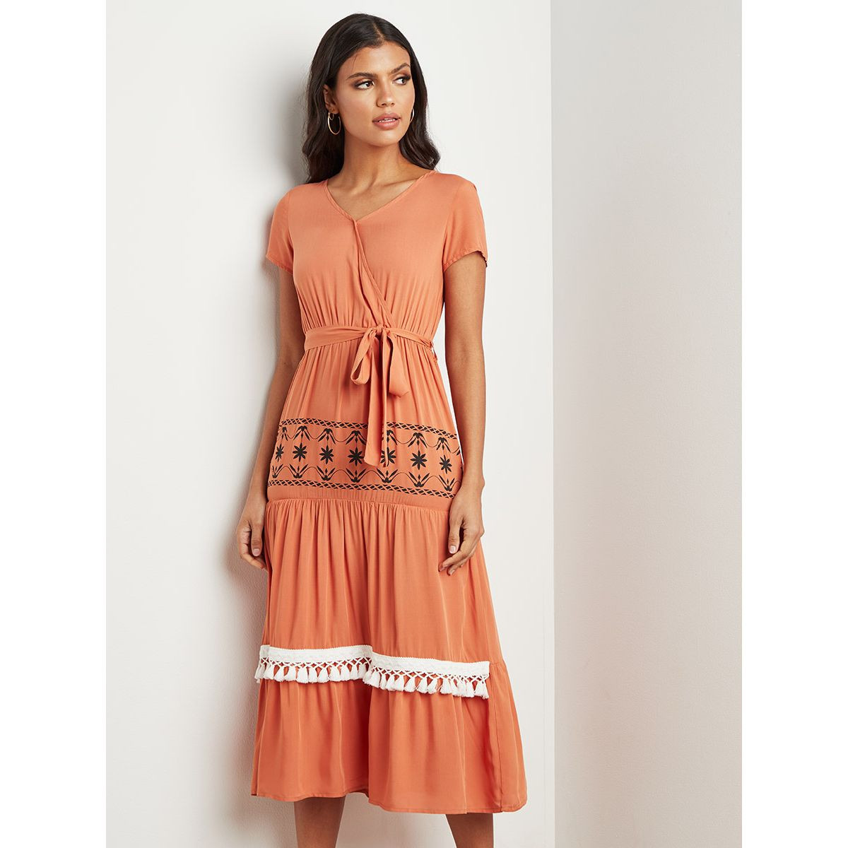 فستان ميدي بربطة خصر من ستايلي-women-clothing-dresses-image-1