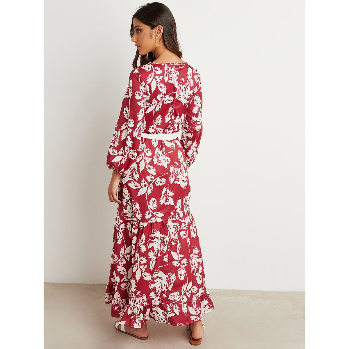 فستان طويل مطبوع بربطة خصر من ستايلي-women-clothing-dresses-image-3