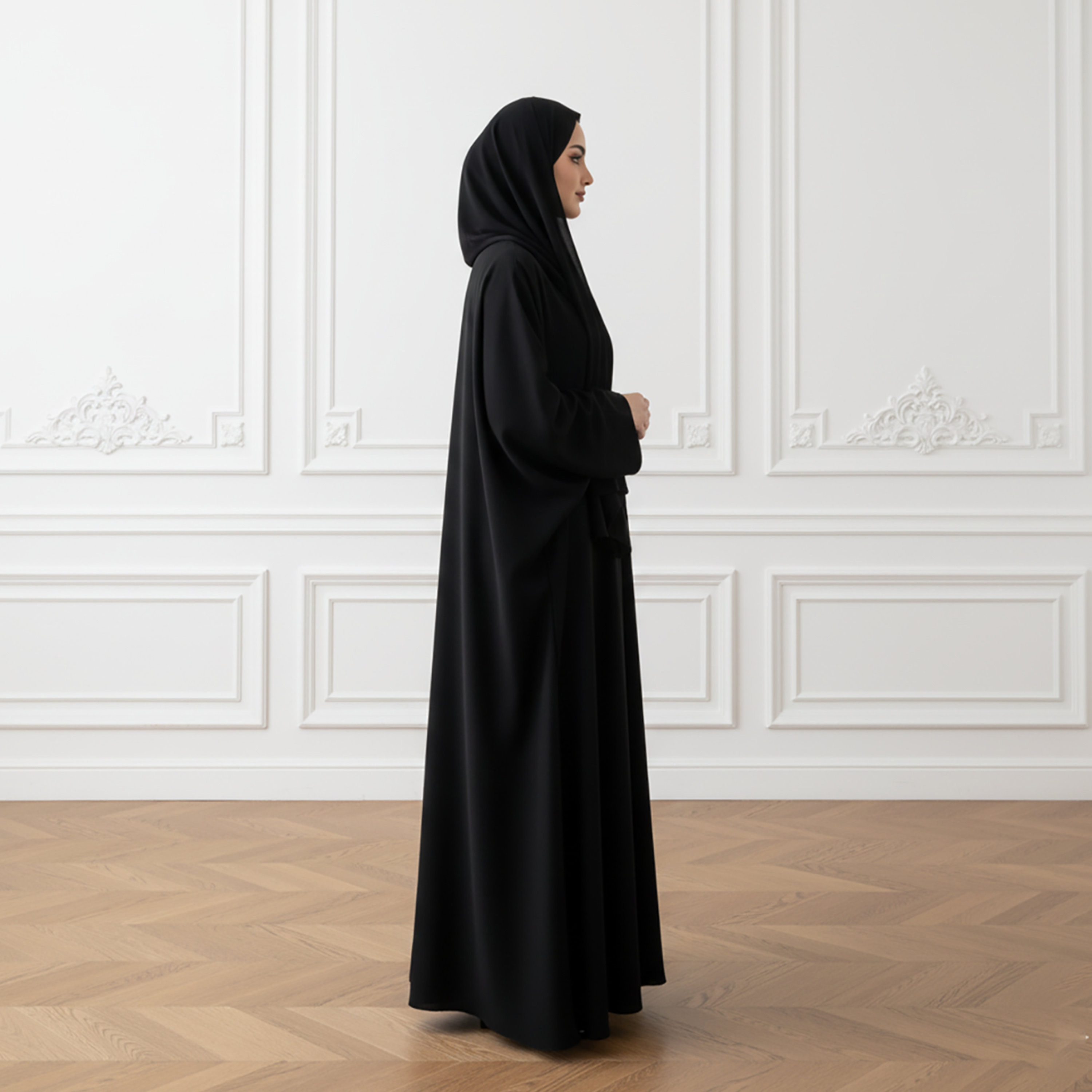 عباية نسائية سوداء نيدا بأكمام واسعة مع حجاب من نخبة-women-arabicclothing-abayas-image-4