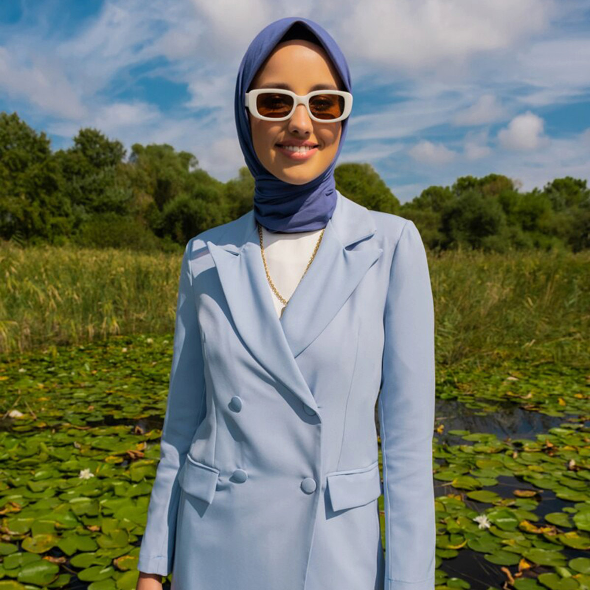 Modanisa Women Indigo Solid Hijab Scarf-women-arabicclothing-headscarf-hijab-image-3