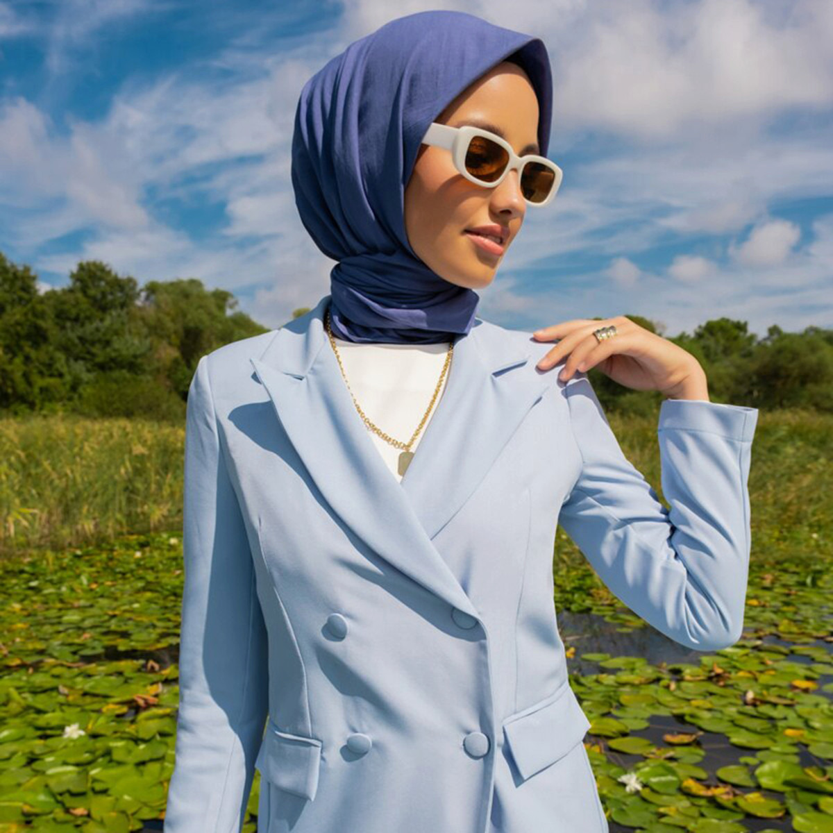 Modanisa Women Indigo Solid Hijab Scarf-women-arabicclothing-headscarf-hijab-image-4