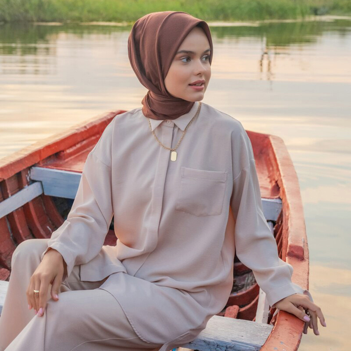 Modanisa Women Brown Solid Hijab Scarf-women-arabicclothing-headscarf-hijab-image-1