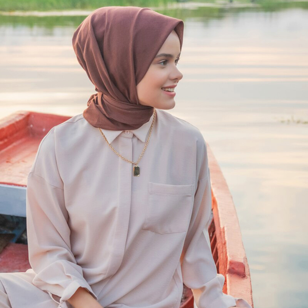 Modanisa Women Brown Solid Hijab Scarf-women-arabicclothing-headscarf-hijab-image-4