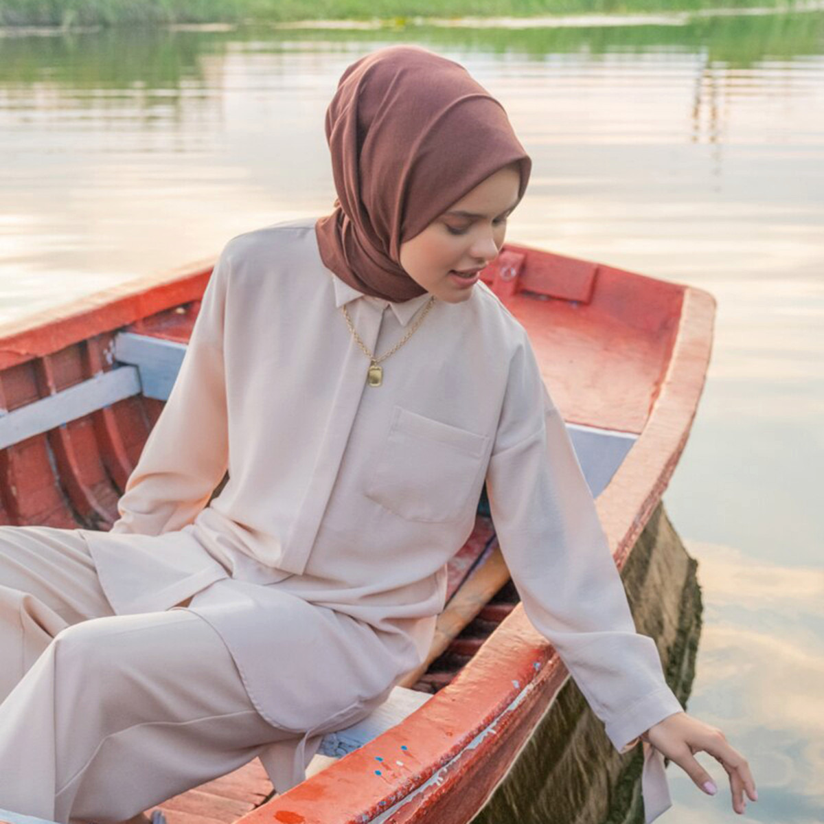 Modanisa Women Brown Solid Hijab Scarf-women-arabicclothing-headscarf-hijab-image-5