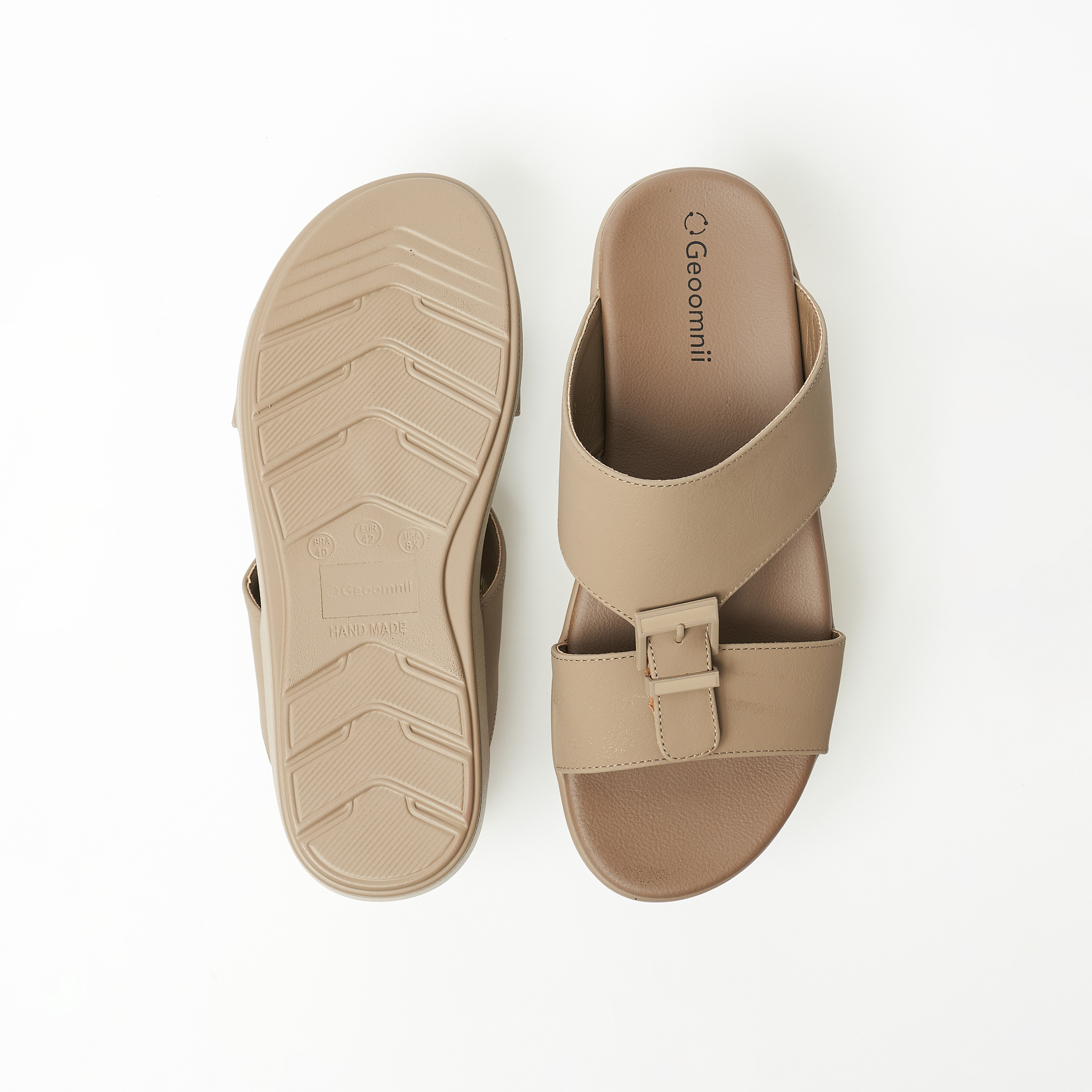 Geoomnii Men's Slip On Vihaan Slide Sandals | 8075-10-Khaki-men-shoes-sandals-image-2