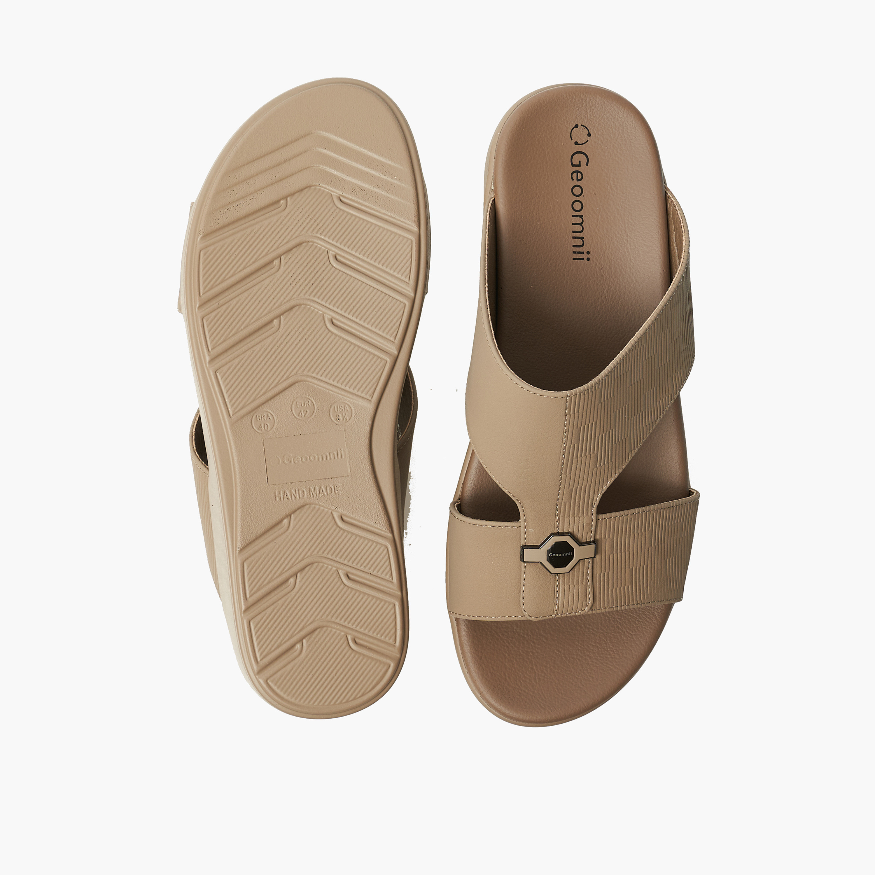 Geoomnii Men's Slip On Rhiannon Arabic Sandals | 8075-5-Khaki-men-shoes-sandals-image-3