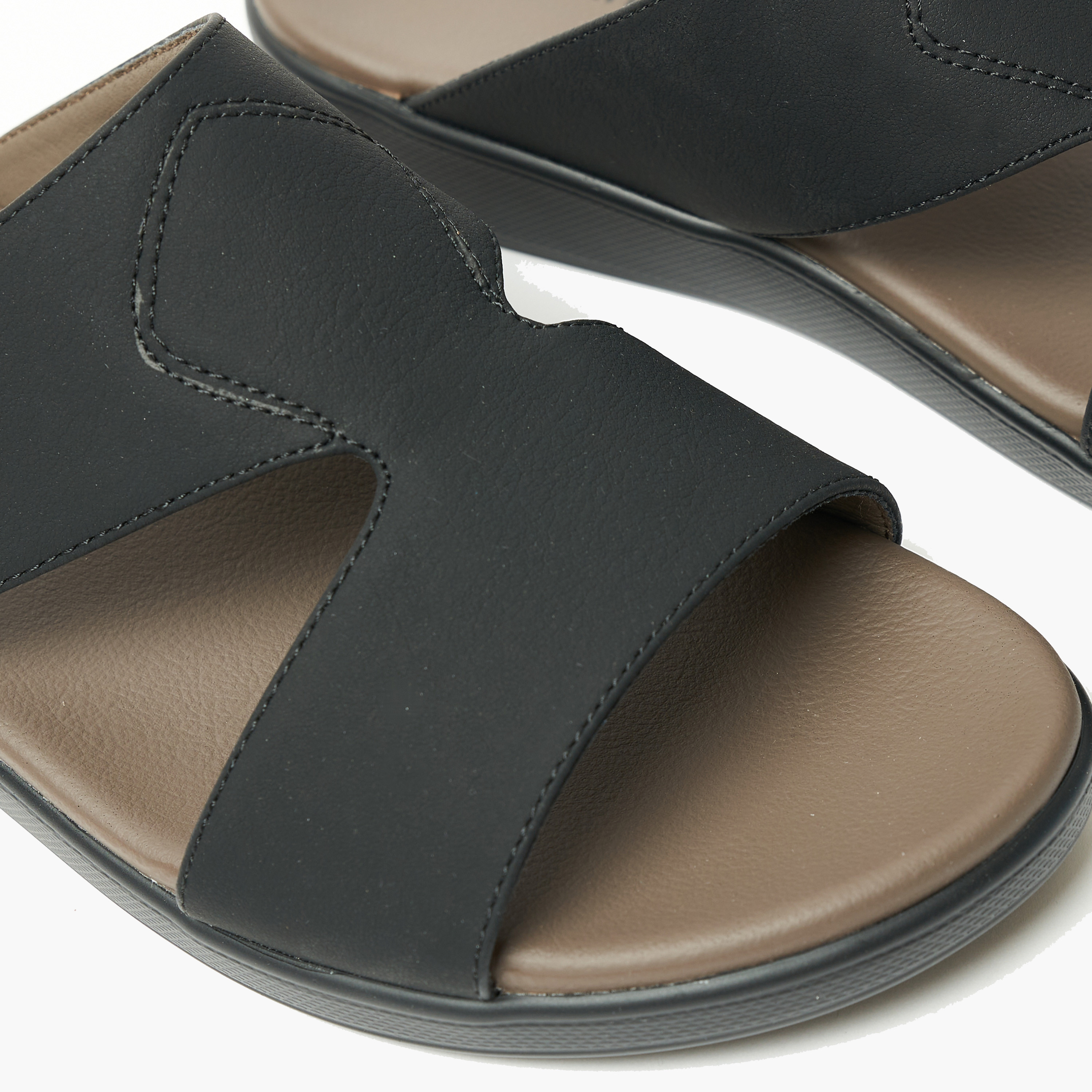 Geoomnii Men's Slip On Malakai Arabic Sandals | 8075-6-BLACK-men-shoes-sandals-image-2