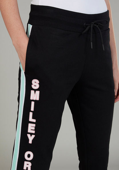 Smiley World Slim Fit Printed Pants with Pocket Detail and Drawstring