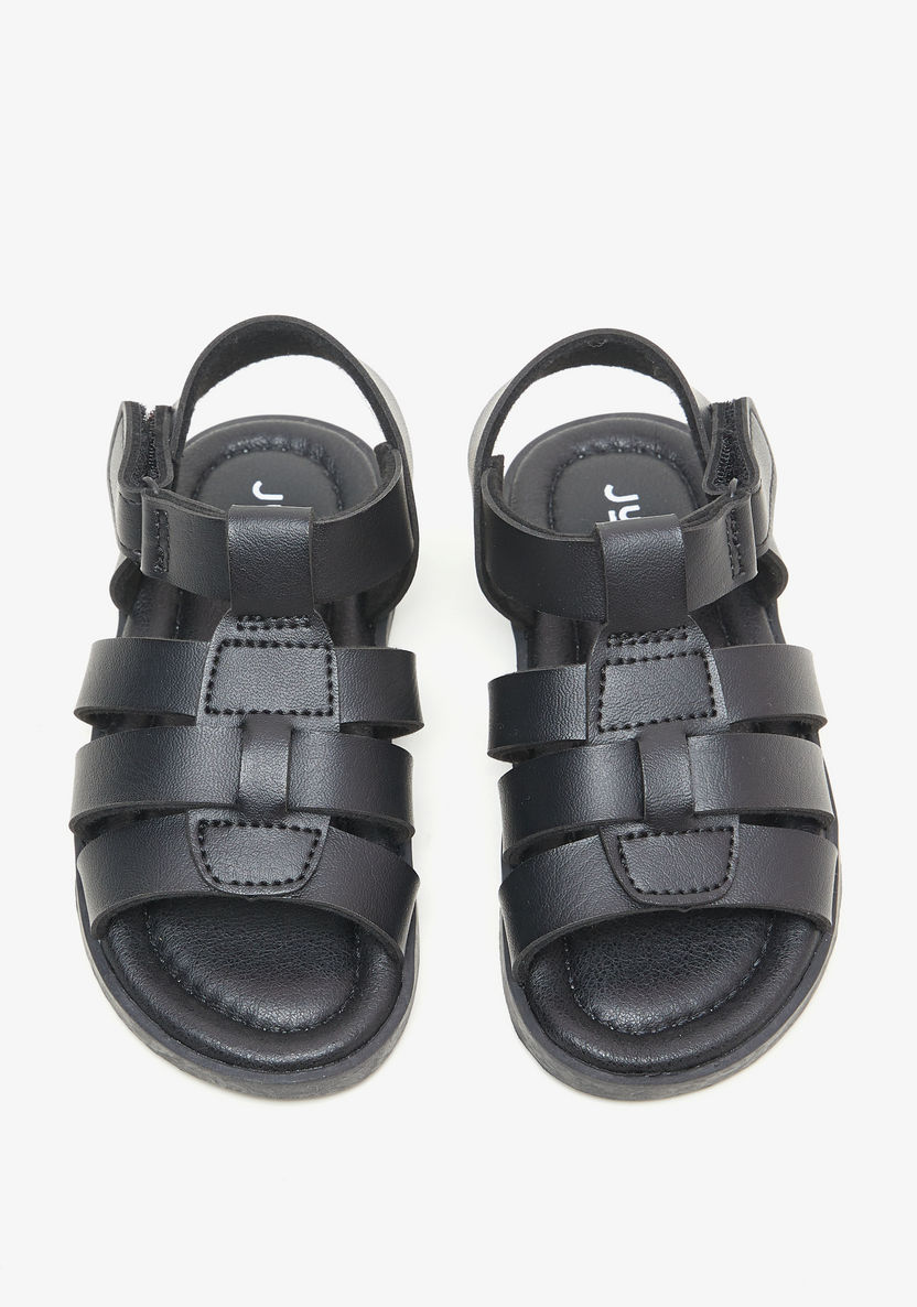 Juniors Solid Open Toe Sandals with Hook and Loop Closure-Boy%27s Sandals-image-2