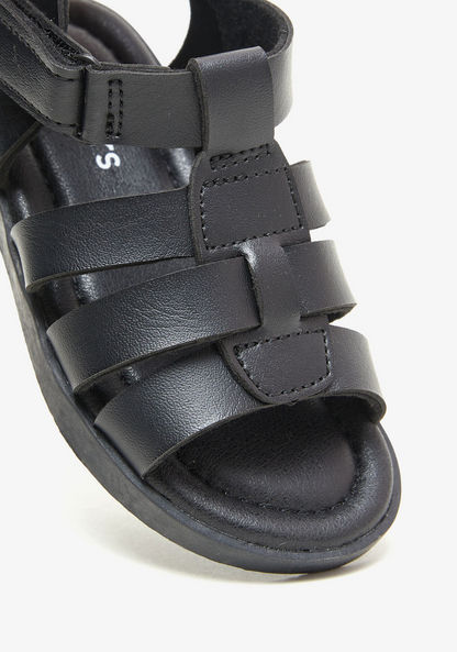 Juniors Solid Open Toe Sandals with Hook and Loop Closure-Boy%27s Sandals-image-3