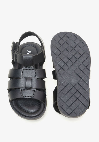 Juniors Solid Open Toe Sandals with Hook and Loop Closure-Boy%27s Sandals-image-4