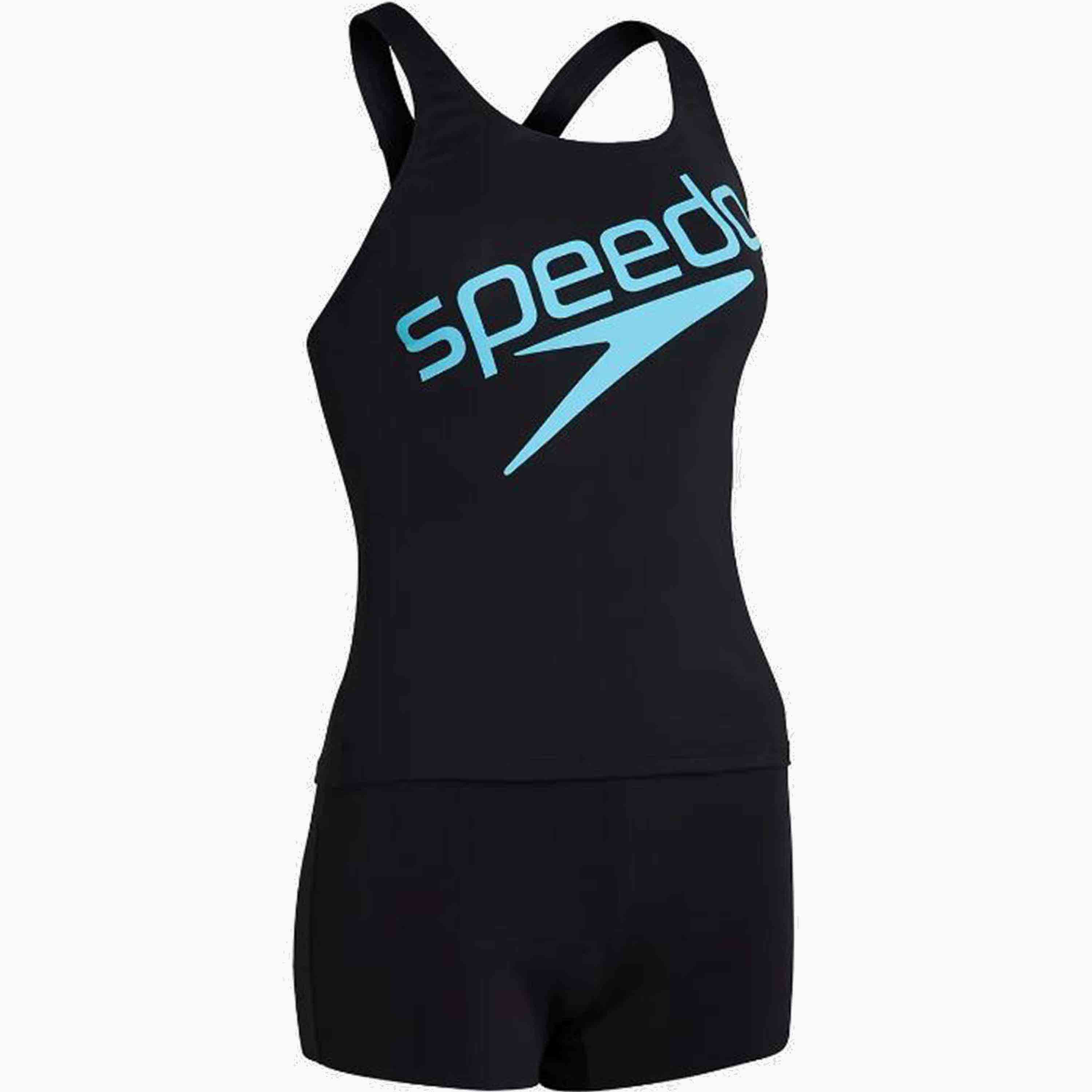 Speedo Boom Logo Placement Tankini, Womens Black/Light Adriatic-women-clothing-swimandbeach-swimsuits-image-2