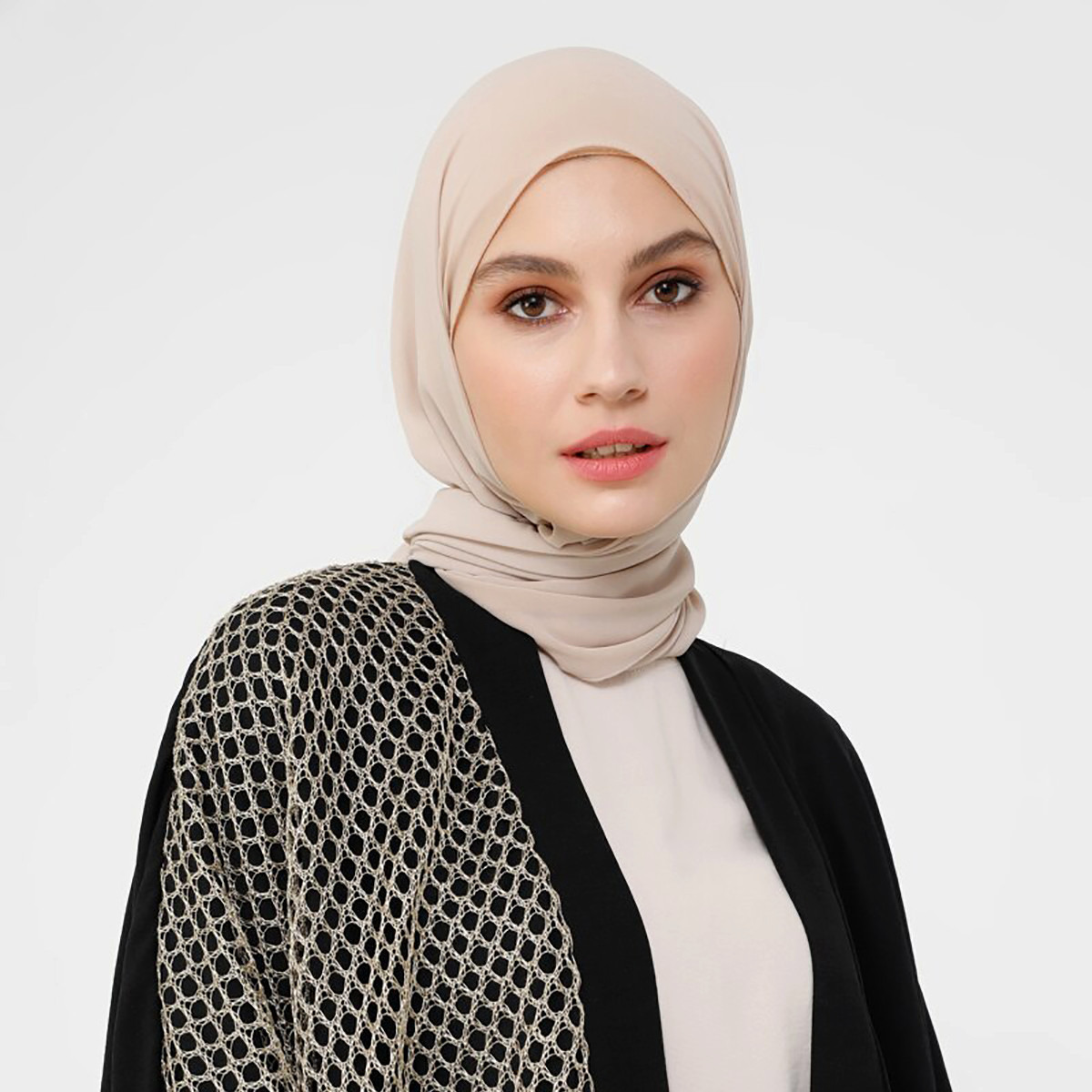 Women Solid Black Open Front Abaya Refka By Modanisa-women-arabicclothing-abayas-image-5