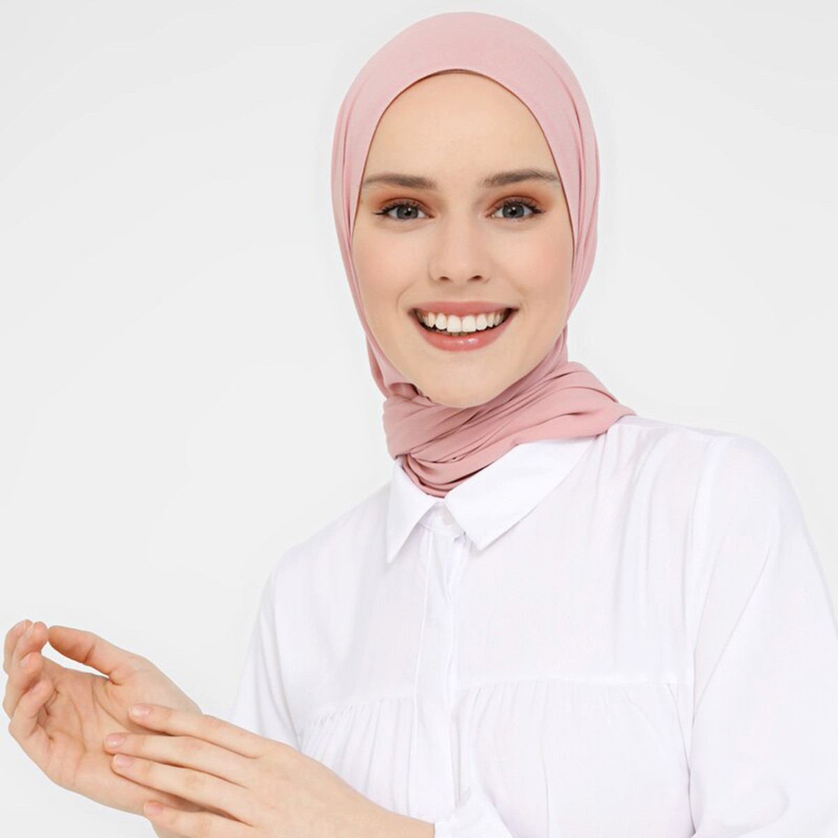 جلابية نسائية مع جيب من مودانيسا مع بیضاء سادة بياقة دائرية مع أزرار-women-clothing-dresses-image-5