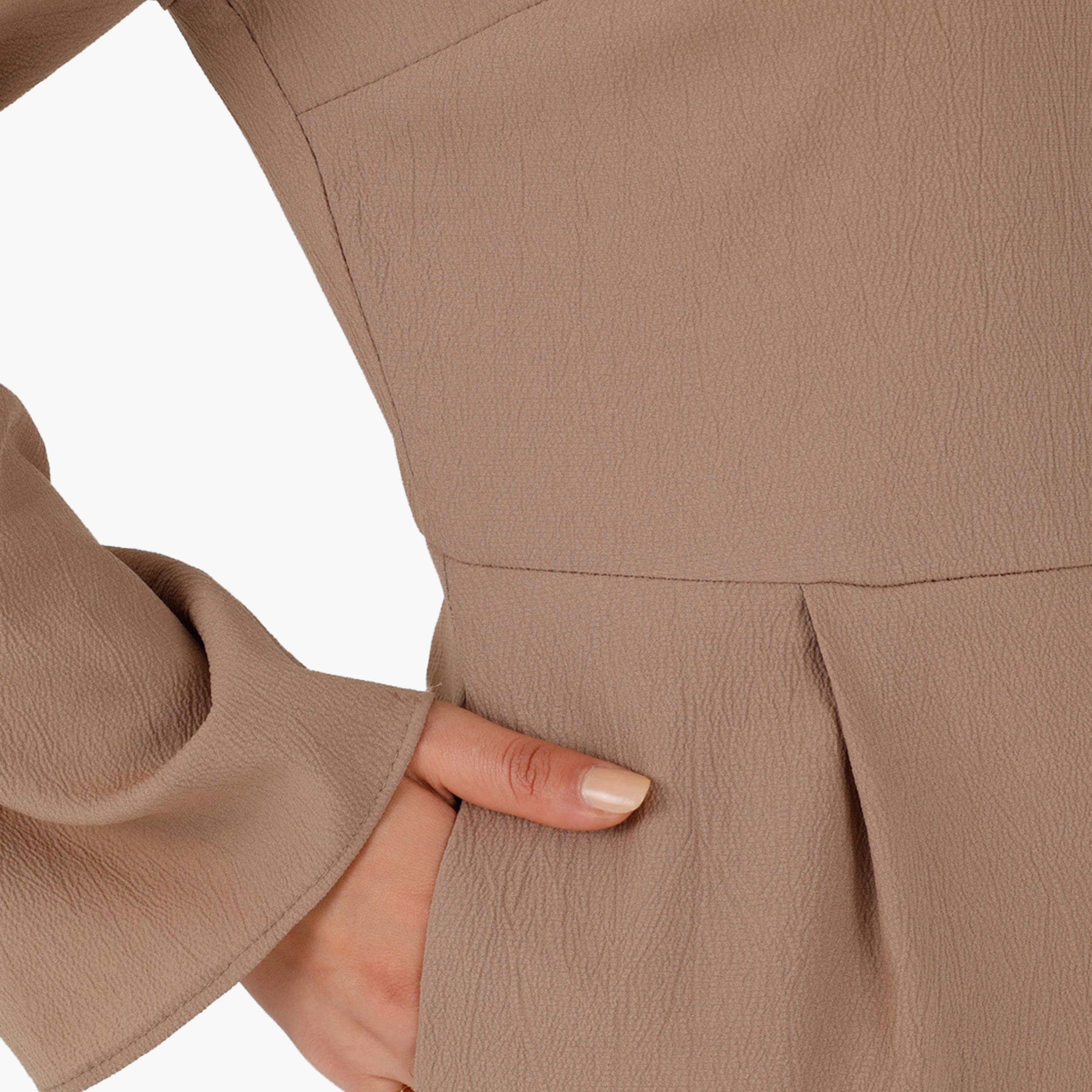 Modanisa Plain V-Neck Jumpsuit with Back Zip Closure-women-clothing-dresses-image-4